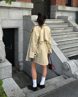 Stand Collar Flare Zip Half Coat