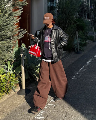 (Unisex) Brown Cotton Balloon Pants