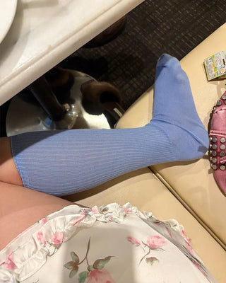 Simple summer ribbed knee-high socks