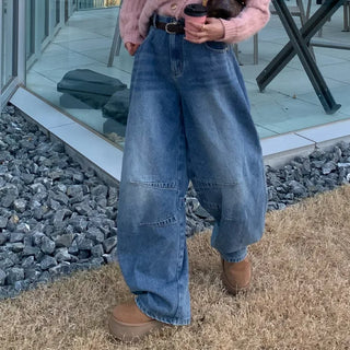 (Unisex) Pintuck Denim Wide Pants