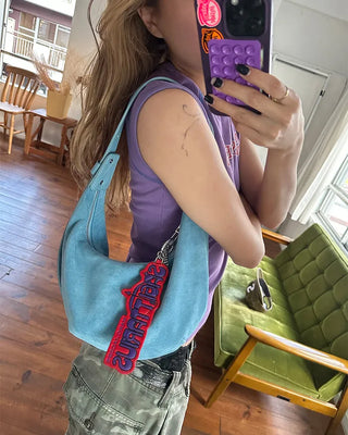Suede Moon Belt Shoulder Bag