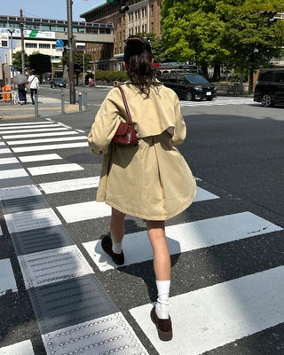 Stand Collar Flare Zip Half Coat