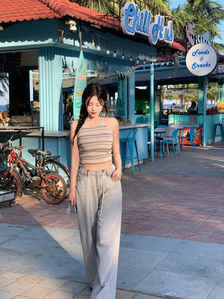 Halter neck knit sleeveless top (2 colors)
