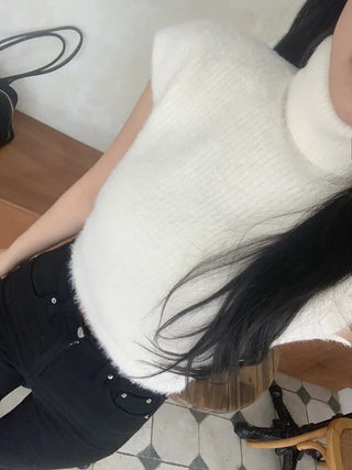 Angora turtleneck knit