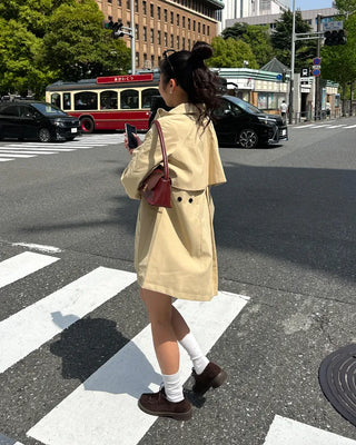 Stand Collar Flare Zip Half Coat