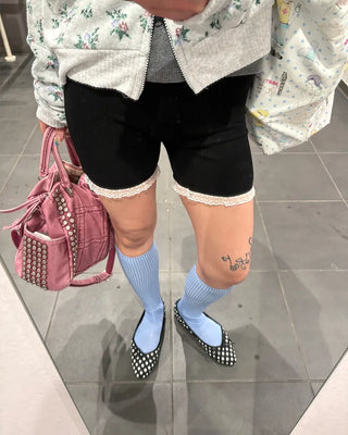 Polka dot almond toe pumps