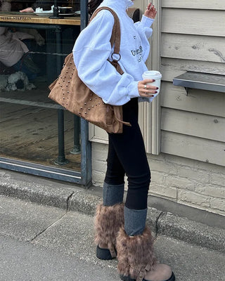 Rib-knit warmer layered leggings
