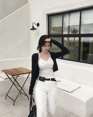 Diagonal stripe wave cardigan