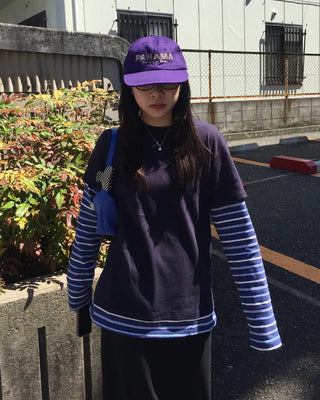 Mixed Border Layered Long T-Shirt