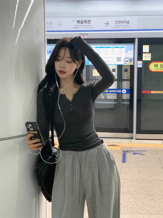 [3 colors] Pleated wide training pants