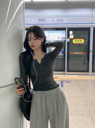 [3 colors] Pleated wide training pants