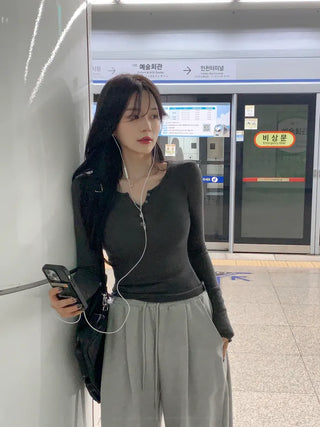 [3 colors] Pleated wide training pants