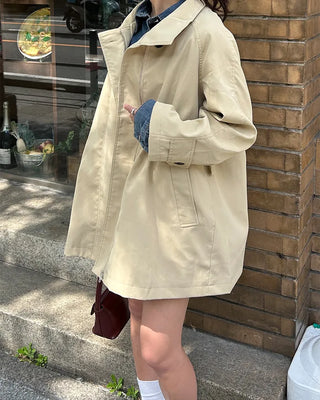 Stand Collar Flare Zip Half Coat