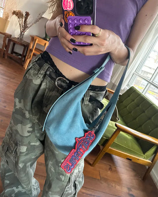 Suede Moon Belt Shoulder Bag