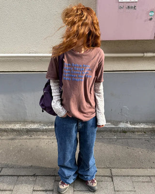 Semi-wide denim pants