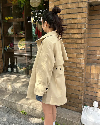 Stand Collar Flare Zip Half Coat