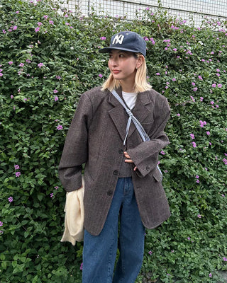 (Unisex) Herringbone Dart Line Single Jacket