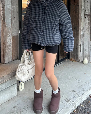 Inner fleece ankle-cut high-sole sheepskin boots