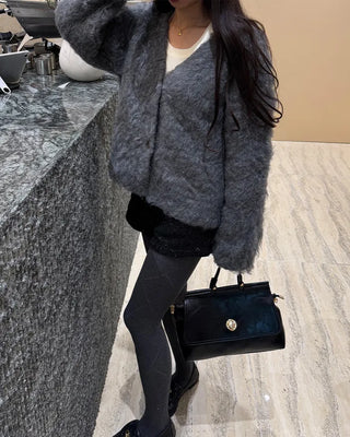 Gold button shoulder bag