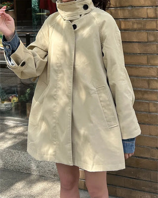 Stand Collar Flare Zip Half Coat