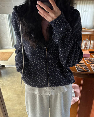 Flower Zip Hoodie