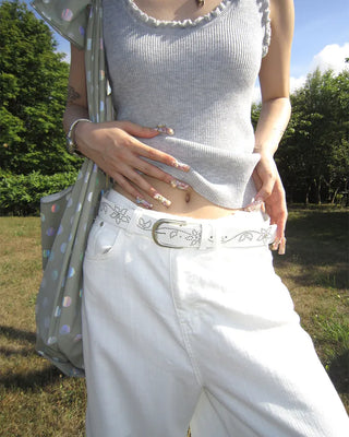 Hip Wing Stitch Summer Balloon Cotton Pants