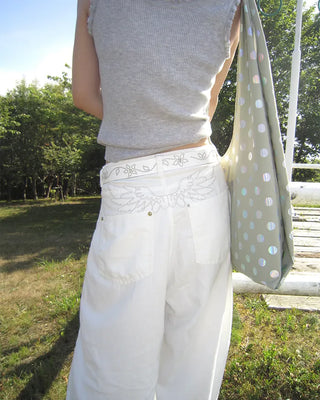 Hip Wing Stitch Summer Balloon Cotton Pants