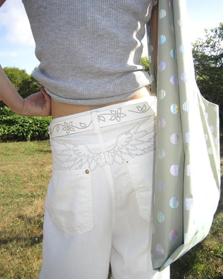 Hip Wing Stitch Summer Balloon Cotton Pants