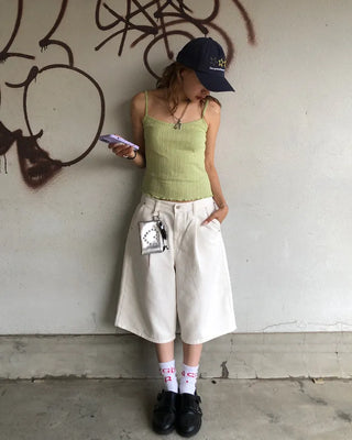 Scalloped hem cropped pointe camisole