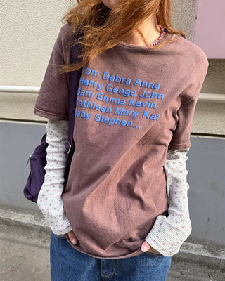 Henley Neck Flower Thermal Long T-Shirt