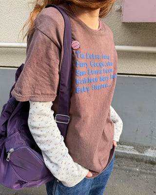 Henley Neck Flower Thermal Long T-Shirt