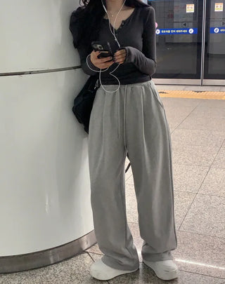 [3 colors] Pleated wide training pants