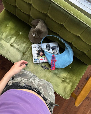 Suede Moon Belt Shoulder Bag
