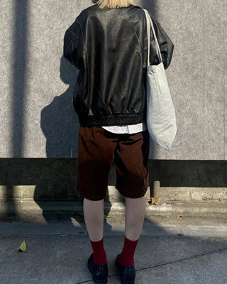 Corduroy back elastic Bermuda shorts