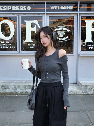 [2pcs] Button Cardigan Sleeveless Set