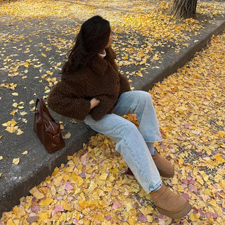 Boa fur quilted short coat
