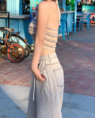 Halter neck knit sleeveless top (2 colors)
