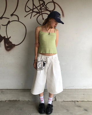 Scalloped hem cropped pointe camisole
