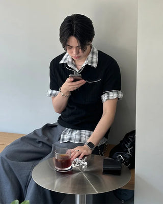 Stitched short-sleeved shirt