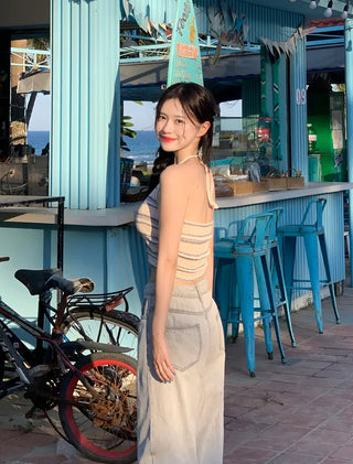 Halter neck knit sleeveless top (2 colors)