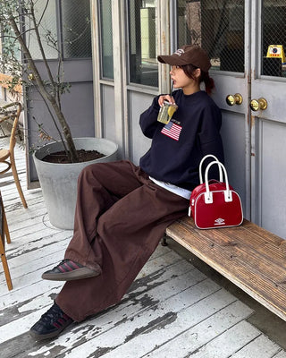 (Unisex) Brown Cotton Balloon Pants
