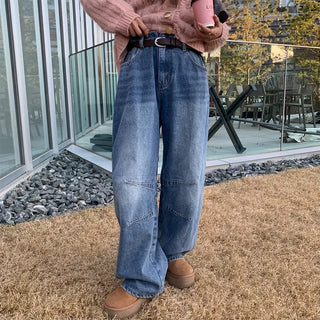 (Unisex) Pintuck Denim Wide Pants