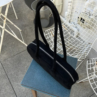 Suede Baguette Shoulder Bag