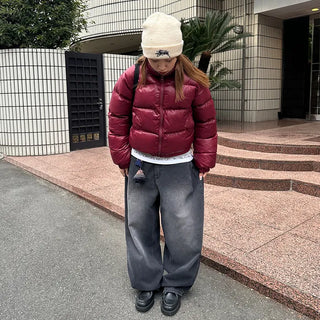 One-tuck wide denim pants