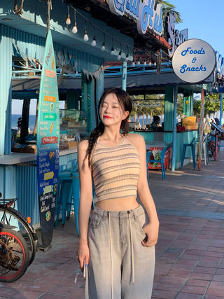 Halter neck knit sleeveless top (2 colors)