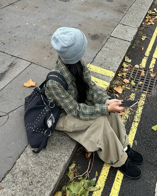 One-pocket semi-cropped tartan check shirt
