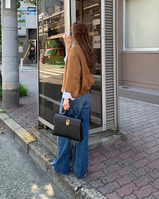 Suede round neck jacket
