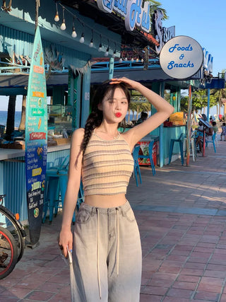 Halter neck knit sleeveless top (2 colors)
