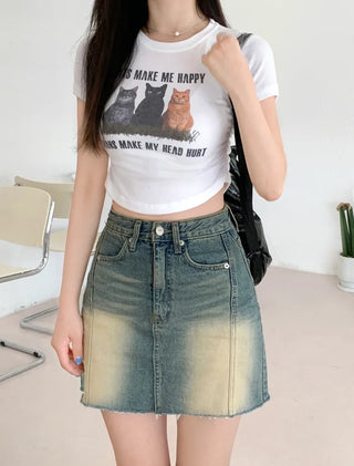 Printed Shirred Cropped T-Shirt (3 colors)
