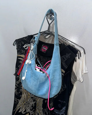 Suede Moon Belt Shoulder Bag